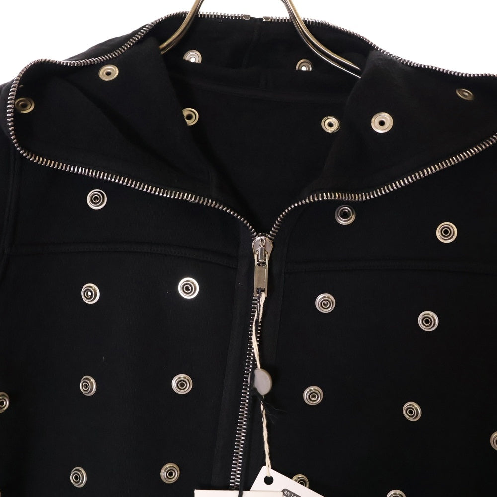 DRKSHDW(ダークシャドウ) SMALL GIMP HOODIE スタッズ装飾 フルジップアップスウェットパーカー フーディー ブラック DS01D1244 FES2