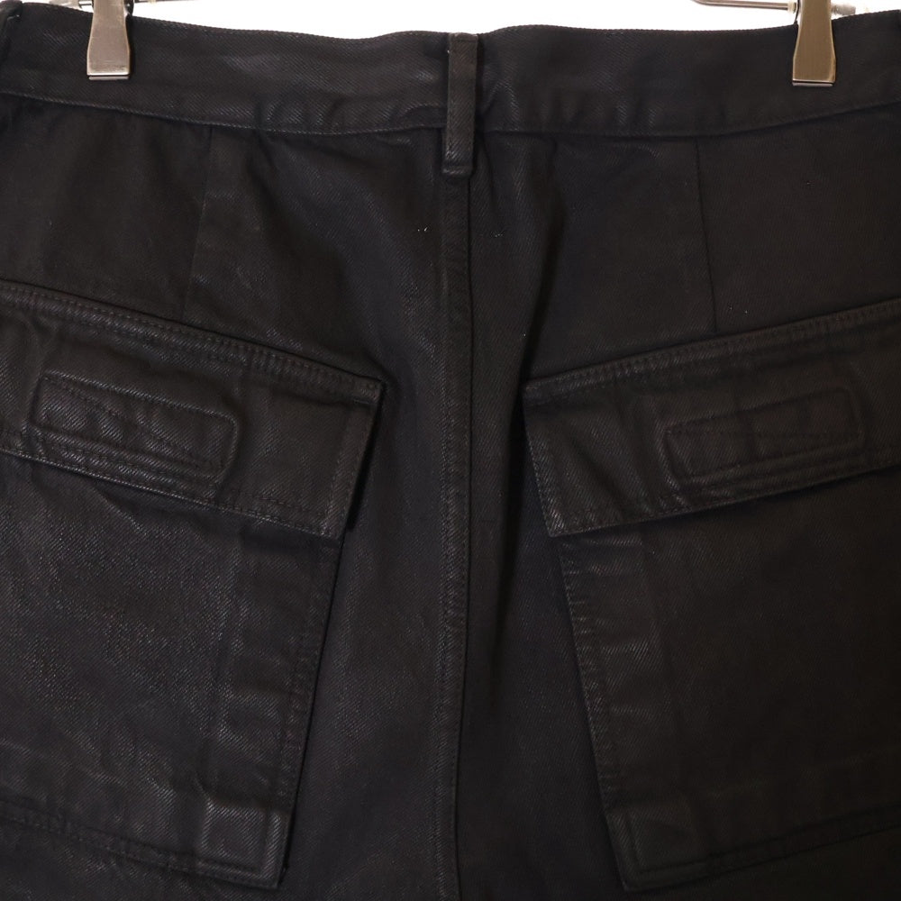 Rick Owens(リックオウエンス) 24SS STEFAN CARGO SHORTS 再構築 レザー切替 デニムハーフパンツ ショーツ グレー RR01D3322 DKBWLY