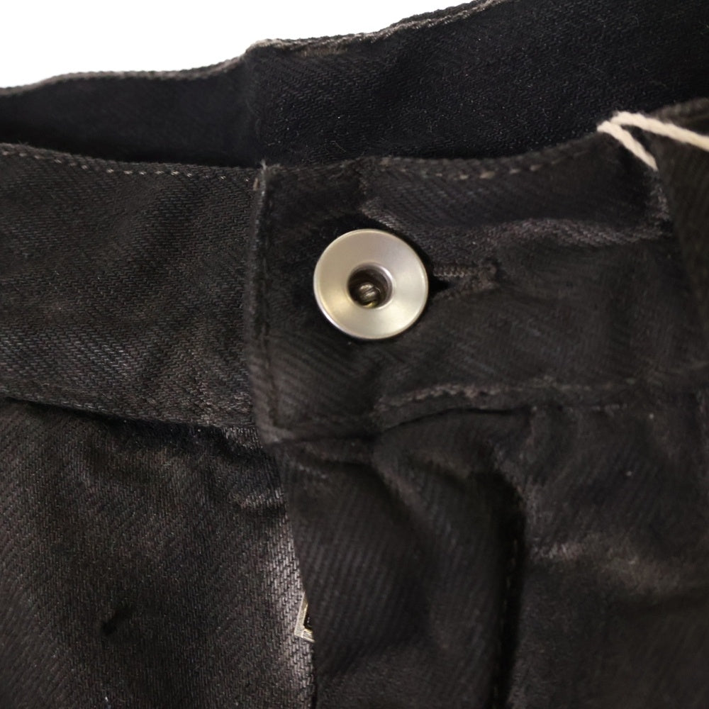 Rick Owens(リックオウエンス) 24SS STEFAN CARGO SHORTS 再構築 レザー切替 デニムハーフパンツ ショーツ グレー RR01D3322 DKBWLY