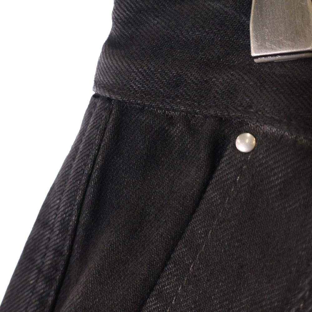 Rick Owens(リックオウエンス) 24SS STEFAN CARGO SHORTS 再構築 レザー切替 デニムハーフパンツ ショーツ グレー RR01D3322 DKBWLY