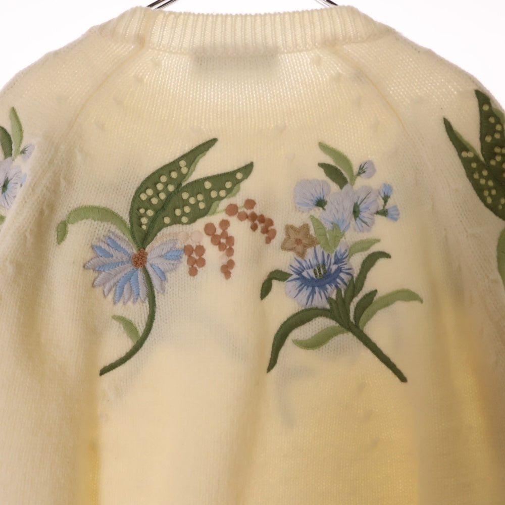 DIOR(ディオール) 22AW Knit Sweater フローラル スパンコール装飾 クルーネックニットセーター アイボリー 243M636BT463
