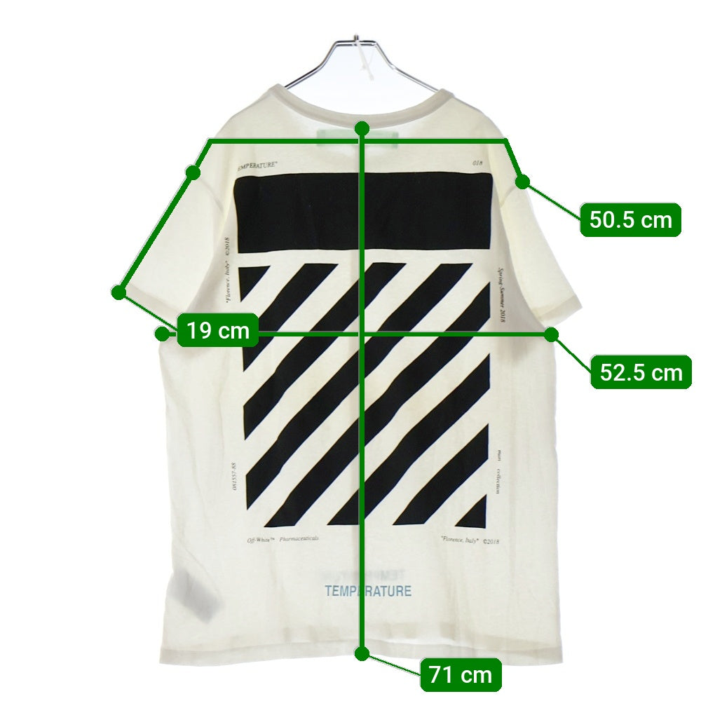 OFF-WHITE(オフホワイト) 18SS DIAG TEMPERATURE S/S TEE ダイアグ バックプリント 半袖tシャツ OMAA002S18185086 ホワイト