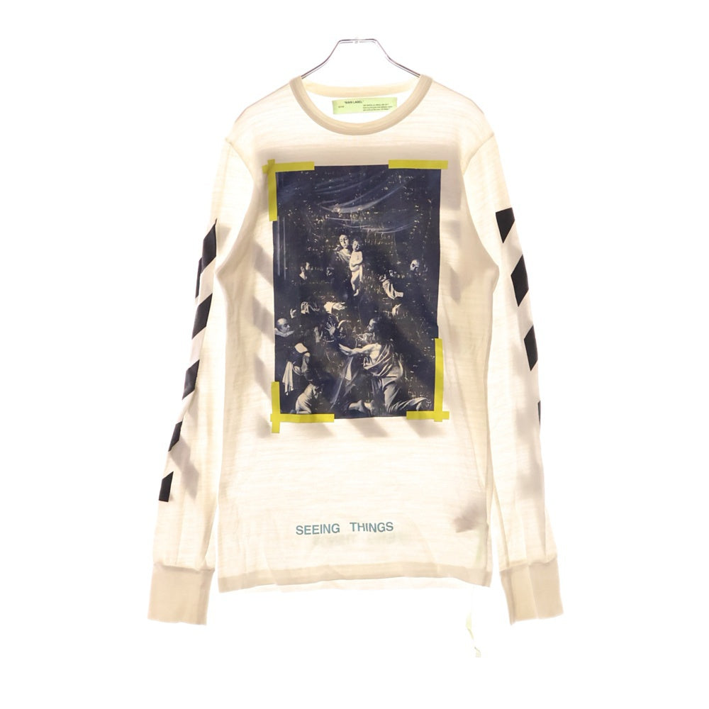 OFF-WHITE(オフホワイト) 17AW CARAVAGGIO PRINT LONG SLEEVE TEE カラヴァッジョプリントロングスリーブカットソー 長袖Tシャツ OMAB001F17185016 ホワイト
