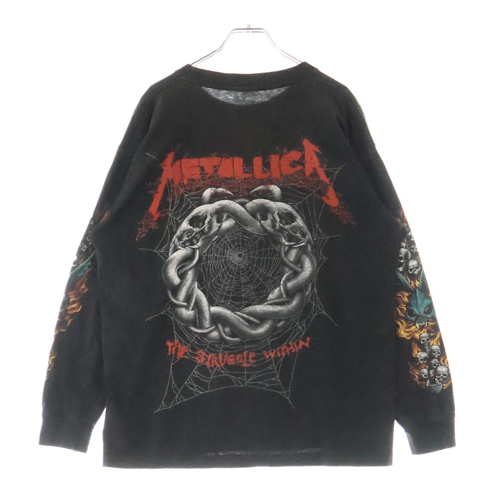 VINTAGE(ヴィンテージ) 90S METALLICA THE STRUGGLE WITHIN メタリカ ザ ストラグル ウィズイン 両面プリント 長袖Tシャツ ロンT カットソー ブラック