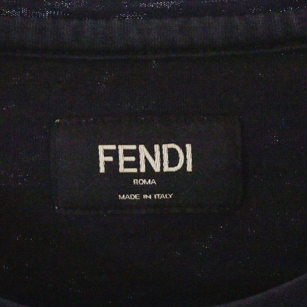 FENDI(フェンディ) 17SS Karl Loves カールリト レザーパッチ半袖Tシャツ ブラック FY0682 8CB