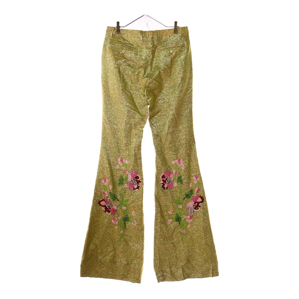 GUCCI(グッチ) Spangle Flare Pants スパンコール装飾 フレアパンツ イエロー 484085 Z403H