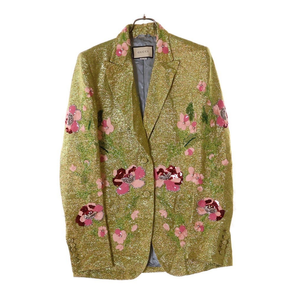 GUCCI(グッチ) Spangle Tailored Jacket スパンコール装飾 2B テーラードジャケット イエロー 492733 Z403H