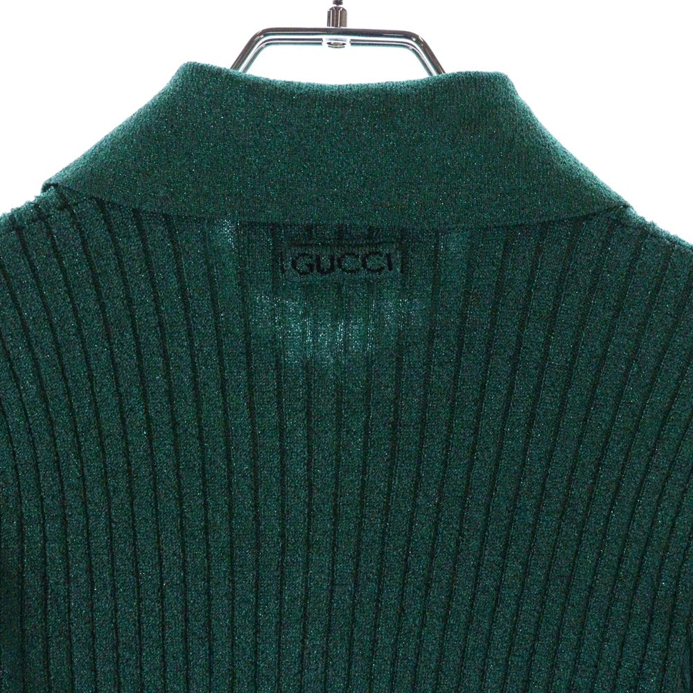 GUCCI(グッチ) RIBBED TOP リブニット 半袖ニットシャツ グリーン 775479 XKDWD