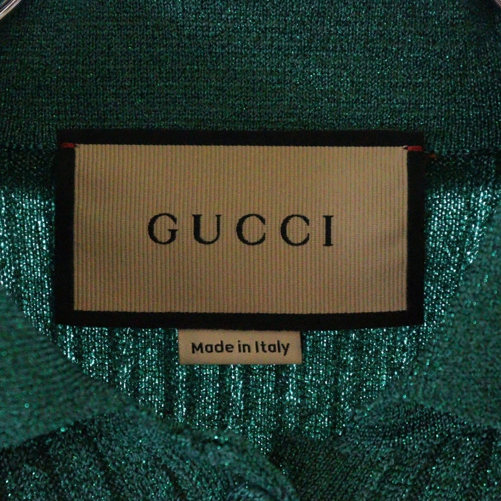 GUCCI(グッチ) RIBBED TOP リブニット 半袖ニットシャツ グリーン 775479 XKDWD