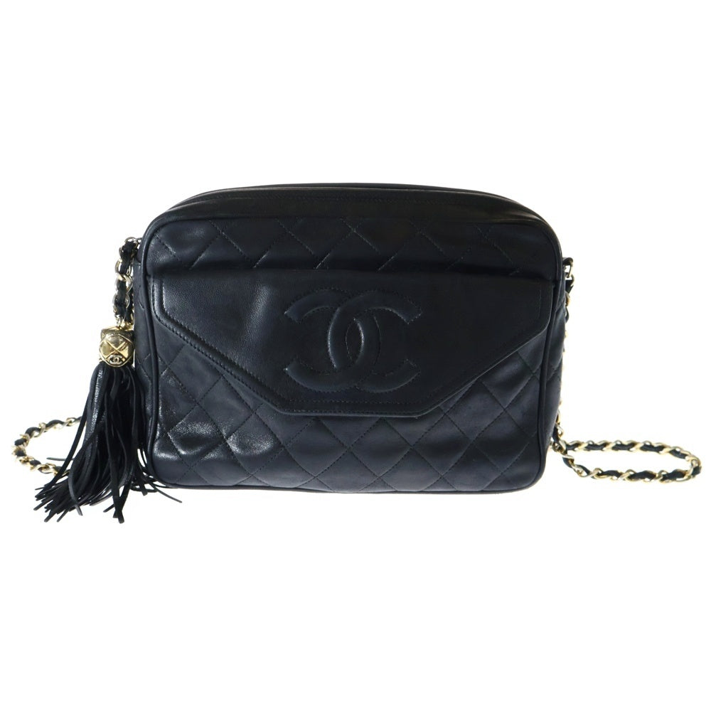 CHANEL(シャネル) Vintage Fringe Matelasse Shoulder Bag マトラッセ フリンジ ラムレザーチェーンショルダーバッグ ブラック レディース