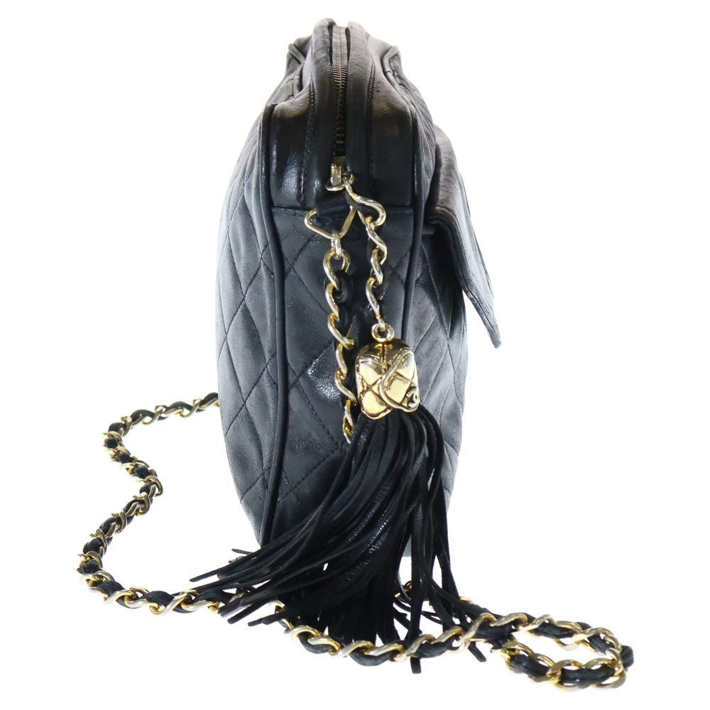 CHANEL(シャネル) Vintage Fringe Matelasse Shoulder Bag マトラッセ フリンジ ラムレザーチェーンショルダーバッグ ブラック レディース