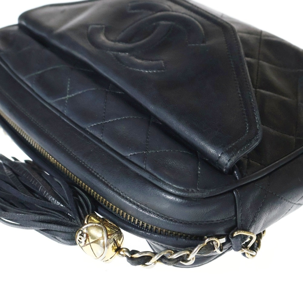 CHANEL(シャネル) Vintage Fringe Matelasse Shoulder Bag マトラッセ フリンジ ラムレザーチェーンショルダーバッグ ブラック レディース