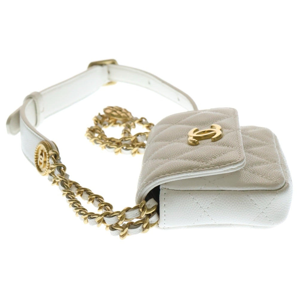 CHANEL(シャネル) ミニ マトラッセ ショルダーバッグ ホワイト/ゴールド