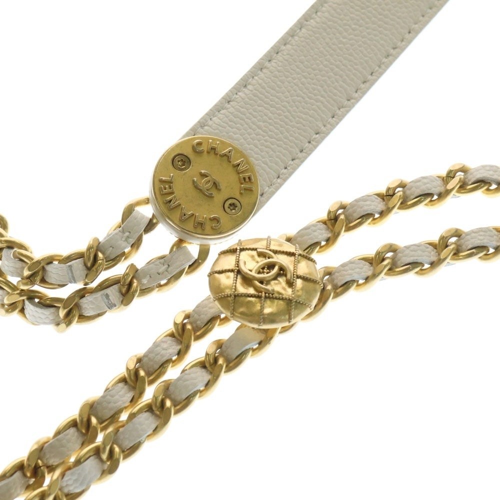 CHANEL(シャネル) ミニ マトラッセ ショルダーバッグ ホワイト/ゴールド