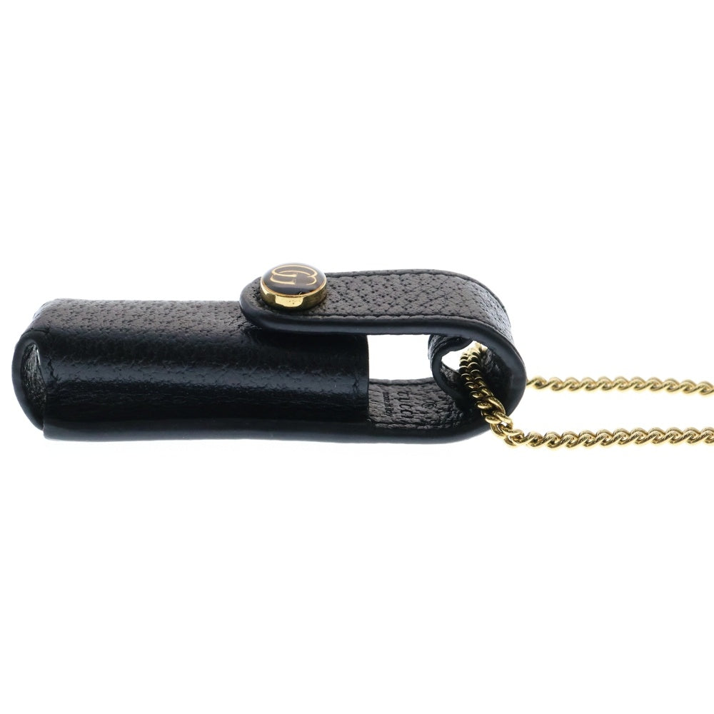 GUCCI(グッチ) Chain Rip Stick Case レザーリップスティックケース ブラック レディース 615998