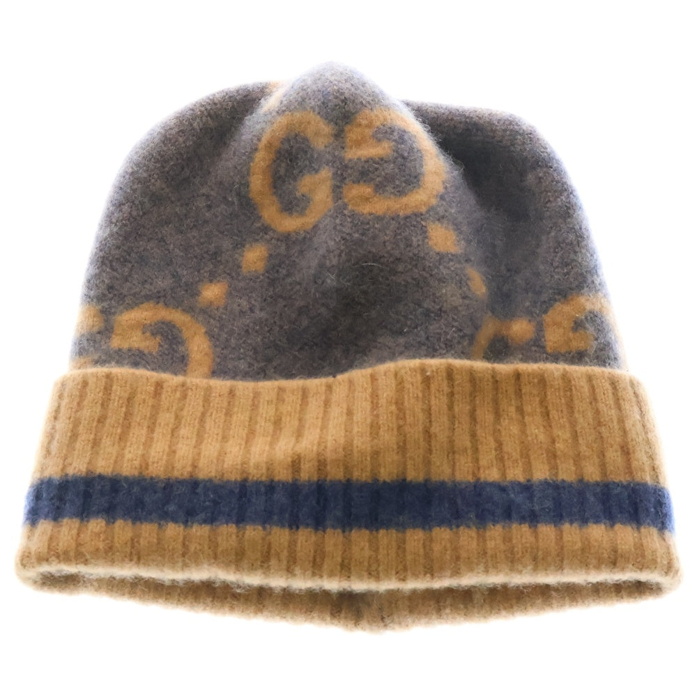 GUCCI(グッチ) GG Knit Cashmere Hat 総柄カシミヤニットキャップ ビーニー ニット帽 帽子 ブラウン 676827 4GABX