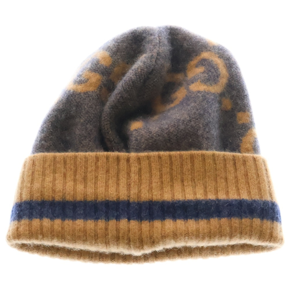 GUCCI(グッチ) GG Knit Cashmere Hat 総柄カシミヤニットキャップ ビーニー ニット帽 帽子 ブラウン 676827 4GABX