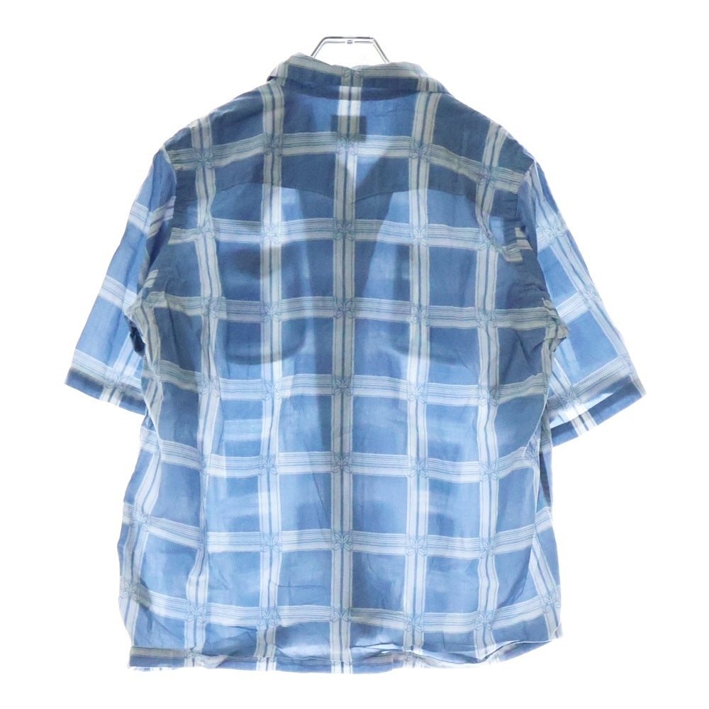 Needles(ニードルス) S/S COWBOY ONE-UP SHIRT 半袖レーヨンシャツ チェックシャツ ブルー MR180