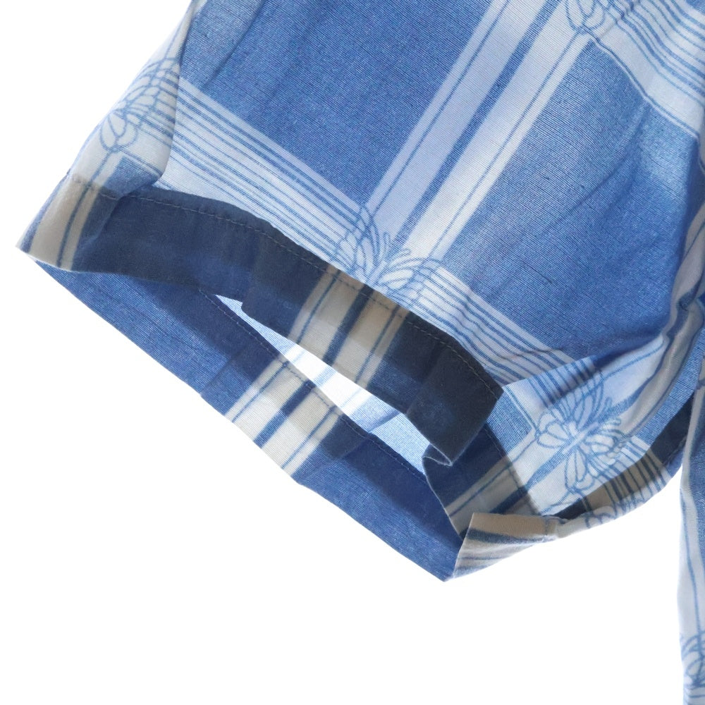 Needles(ニードルス) S/S COWBOY ONE-UP SHIRT 半袖レーヨンシャツ チェックシャツ ブルー MR180