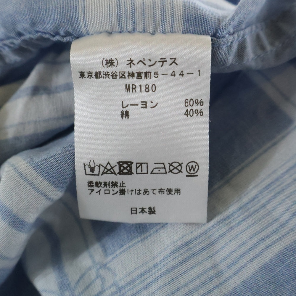 Needles(ニードルス) S/S COWBOY ONE-UP SHIRT 半袖レーヨンシャツ チェックシャツ ブルー MR180