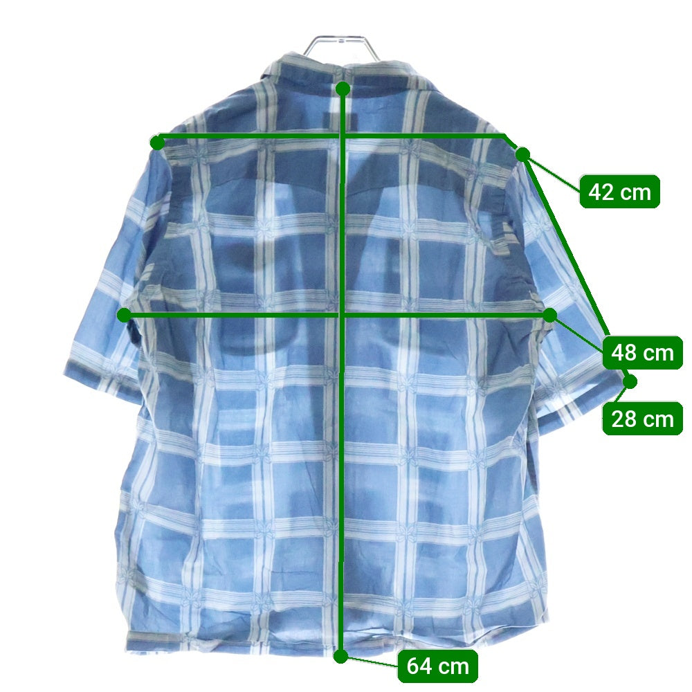 Needles(ニードルス) S/S COWBOY ONE-UP SHIRT 半袖レーヨンシャツ チェックシャツ ブルー MR180