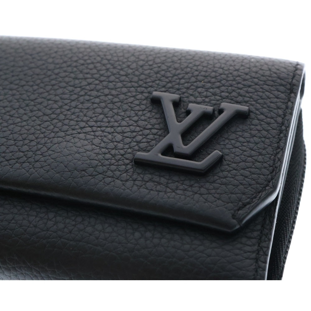 LOUIS VUITTON(ルイヴィトン) ポルトフォイユ パイロット LV Aerogram レザーウォレット 2つ折り財布 ブラック M81740