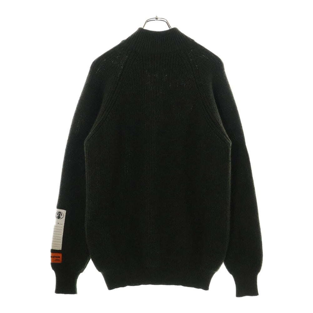 HERON PRESTON(ヘロンプレストン) 20AW Logo Embroidery Bottle Neck Sweater ロゴ刺繍ボトルネックセーター モックネックニットセーター HMHF001F20KNI001 カーキ