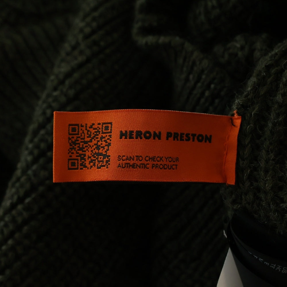 HERON PRESTON(ヘロンプレストン) 20AW Logo Embroidery Bottle Neck Sweater ロゴ刺繍ボトルネックセーター モックネックニットセーター HMHF001F20KNI001 カーキ
