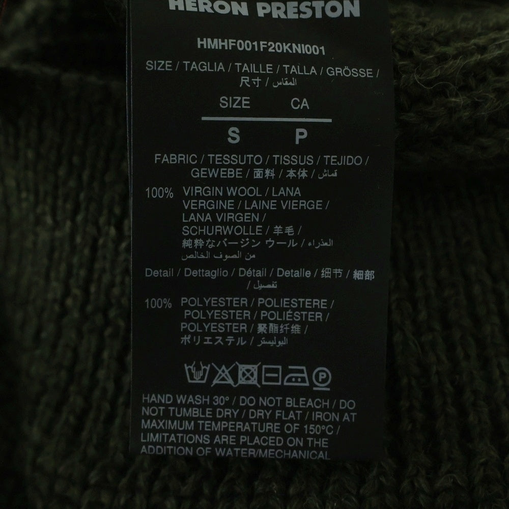 HERON PRESTON(ヘロンプレストン) 20AW Logo Embroidery Bottle Neck Sweater ロゴ刺繍ボトルネックセーター モックネックニットセーター HMHF001F20KNI001 カーキ