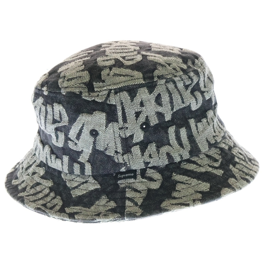 SUPREME(シュプリーム) 22SS Fat Tip Jacquard Denim Crusher デニムクラッシャーハット バケットハット 帽子 ブラック