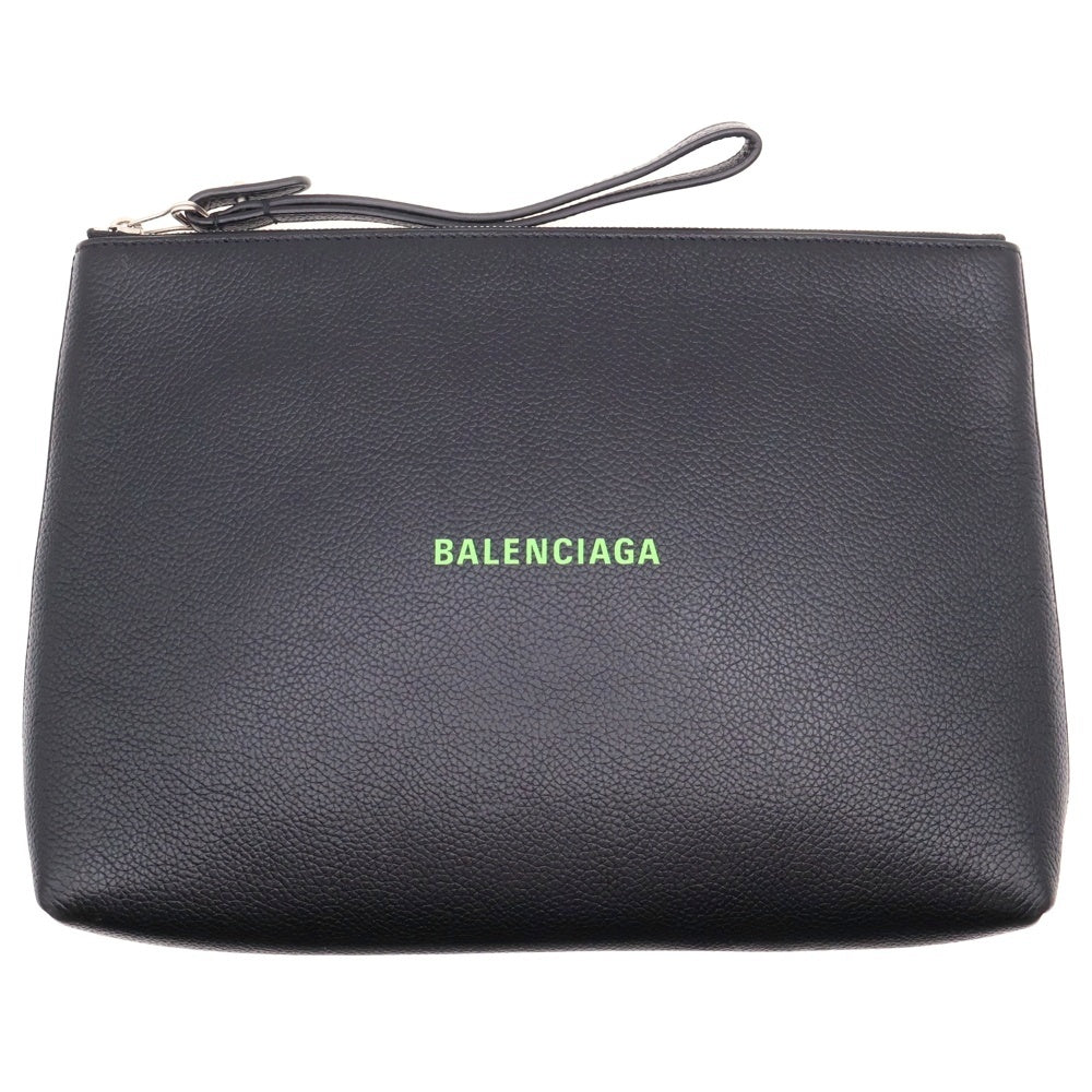 BALENCIAGA(バレンシアガ) EVERYDAY CLUTCH BAG エブリデイクラッチバッグ レザーバッグ 鞄 618362 ブラック/グリーン