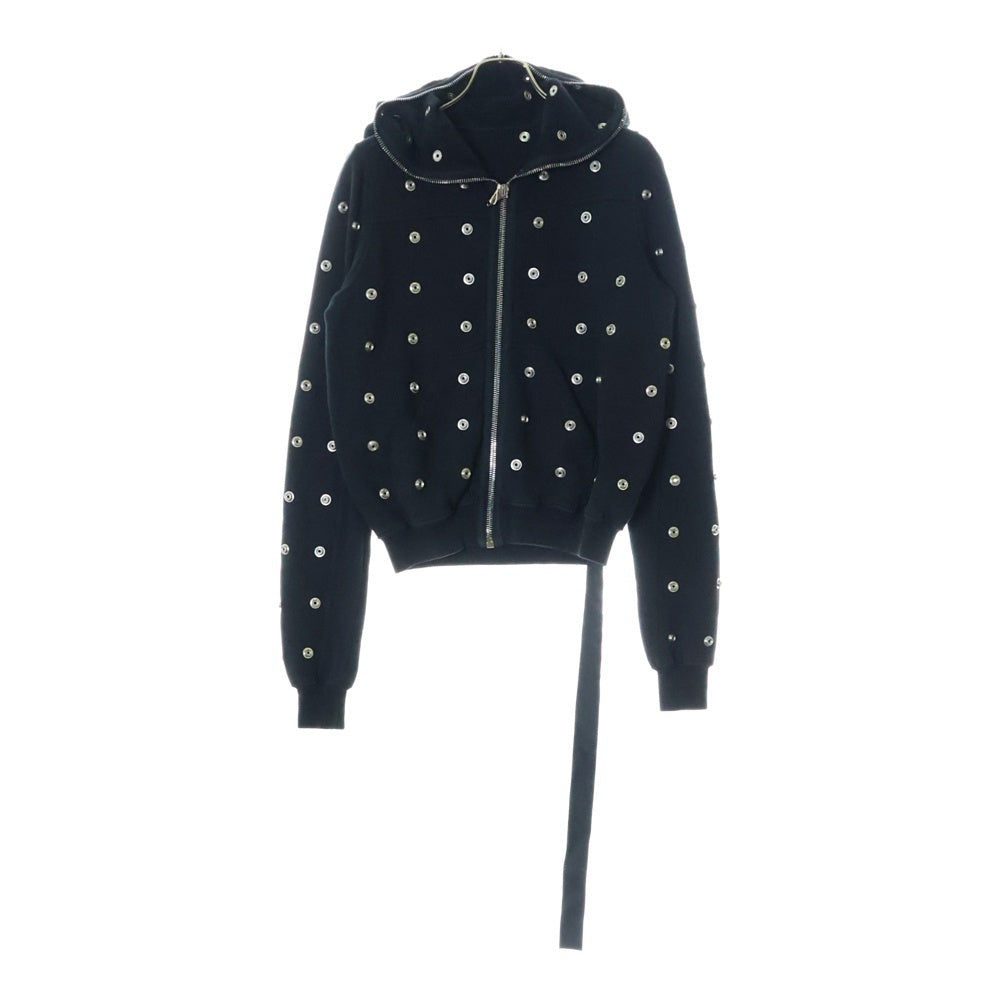 DRKSHDW(ダークシャドウ) SMALL GIMP HOODIE スタッズ装飾 フルジップアップスウェットパーカー フーディー ブラック DS01D1244 FES2