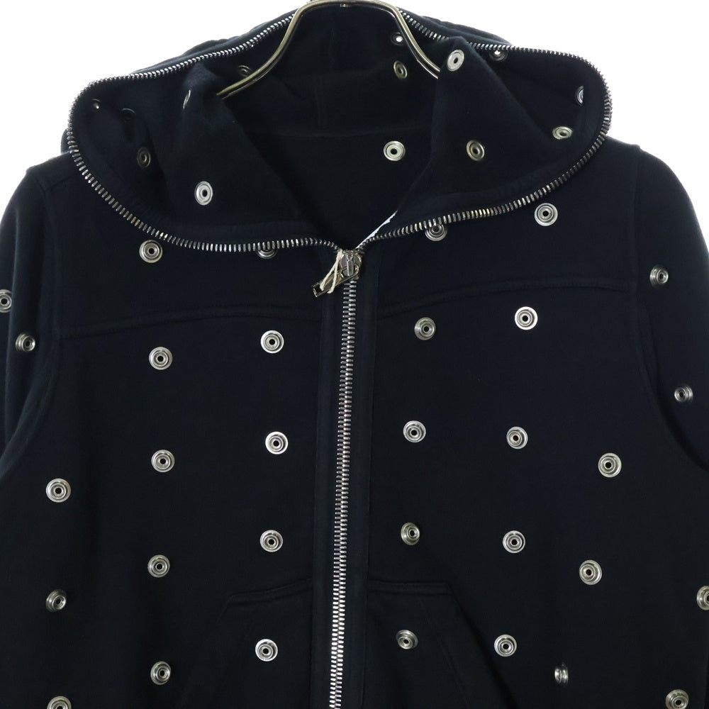 DRKSHDW(ダークシャドウ) SMALL GIMP HOODIE スタッズ装飾 フルジップアップスウェットパーカー フーディー ブラック DS01D1244 FES2