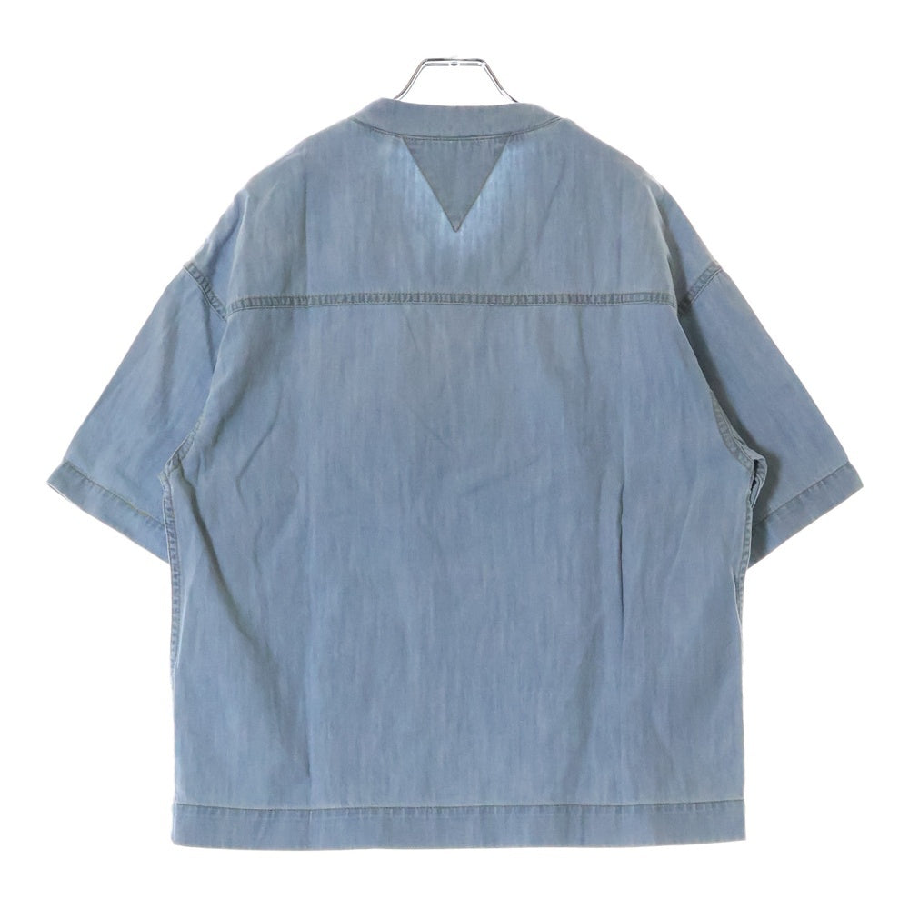 BOTTEGA VENETA(ボッテガヴェネタ) Bleached Light Denim V Neck Shirt Vネック 半袖デニムTシャツ インディゴ 774676 V3N60