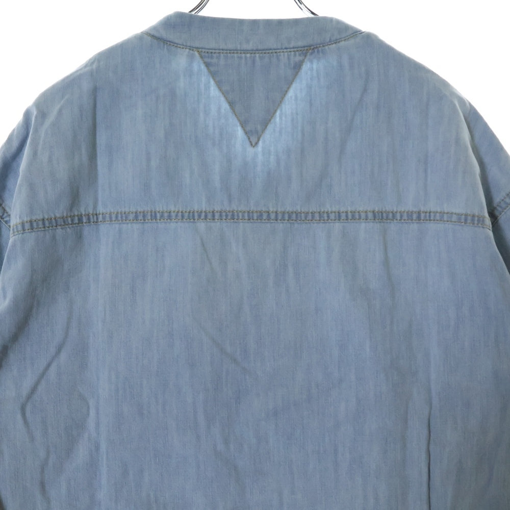 BOTTEGA VENETA(ボッテガヴェネタ) Bleached Light Denim V Neck Shirt Vネック 半袖デニムTシャツ インディゴ 774676 V3N60