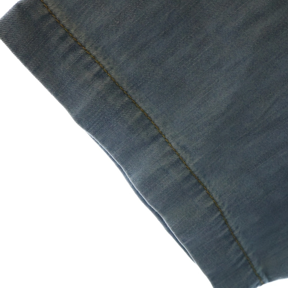 BOTTEGA VENETA(ボッテガヴェネタ) Bleached Light Denim V Neck Shirt Vネック 半袖デニムTシャツ インディゴ 774676 V3N60