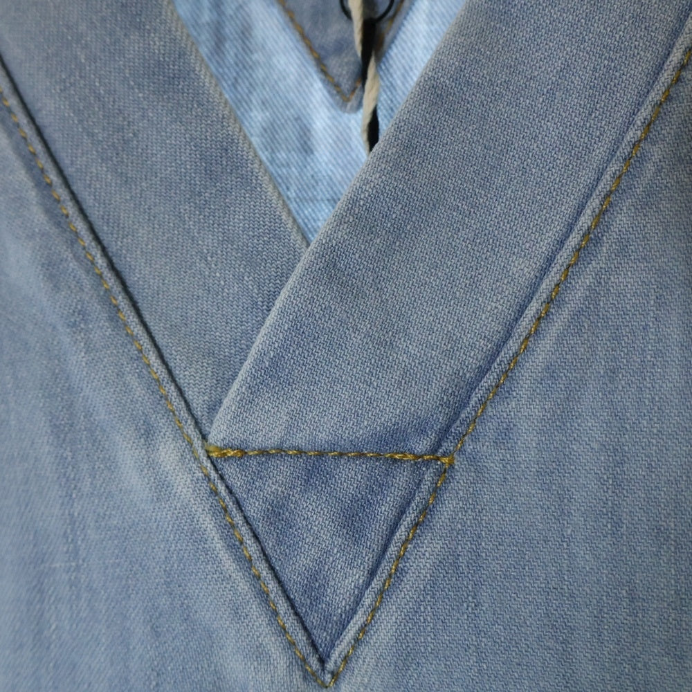 BOTTEGA VENETA(ボッテガヴェネタ) Bleached Light Denim V Neck Shirt Vネック 半袖デニムTシャツ インディゴ 774676 V3N60