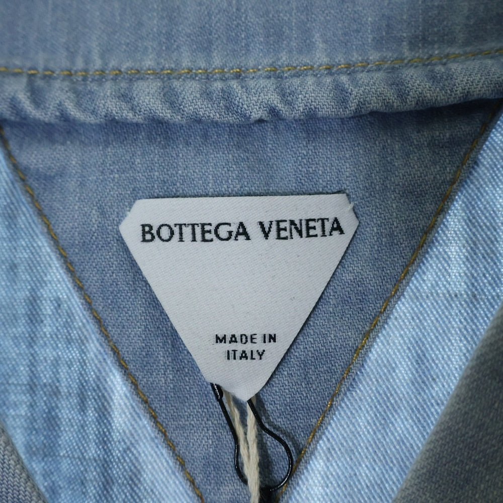 BOTTEGA VENETA(ボッテガヴェネタ) Bleached Light Denim V Neck Shirt Vネック 半袖デニムTシャツ インディゴ 774676 V3N60