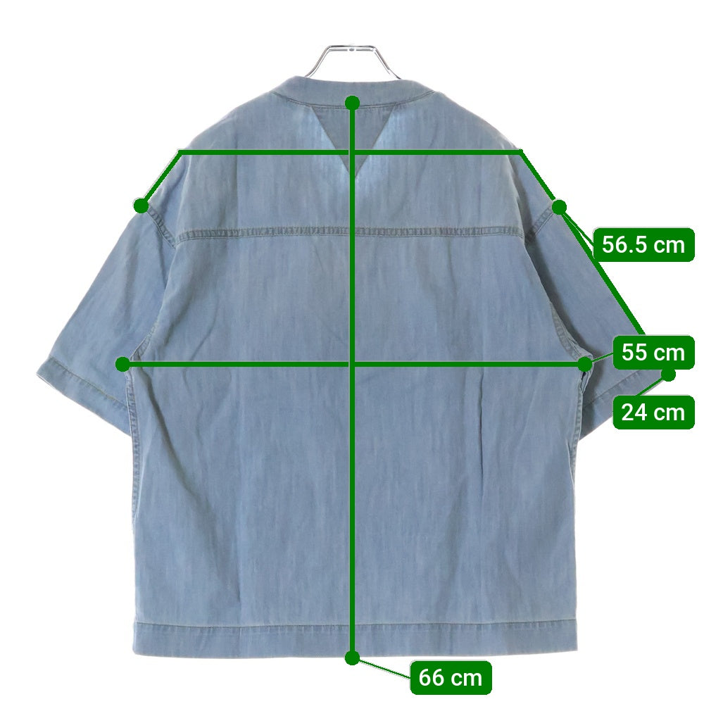 BOTTEGA VENETA(ボッテガヴェネタ) Bleached Light Denim V Neck Shirt Vネック 半袖デニムTシャツ インディゴ 774676 V3N60