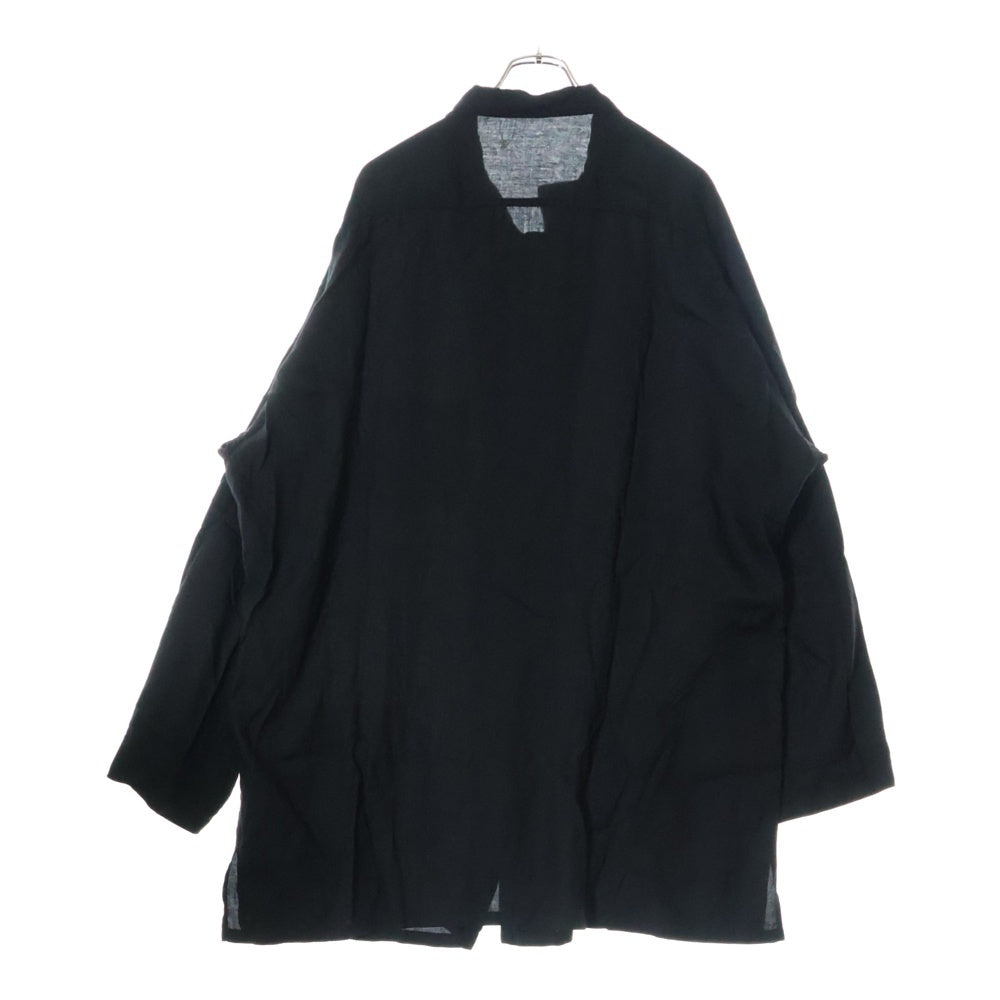 Y's for men(ワイズフォーメン) 25SS CELLULOSE VIYELLA SHIRT WITH OPEN COLLOR SHIRT セルロースビエラ オープンカラーロングシャツ ブラック MP-B14-205