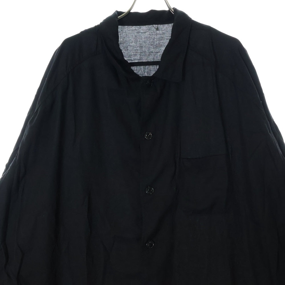 Y's for men(ワイズフォーメン) 25SS CELLULOSE VIYELLA SHIRT WITH OPEN COLLOR SHIRT セルロースビエラ オープンカラーロングシャツ ブラック MP-B14-205