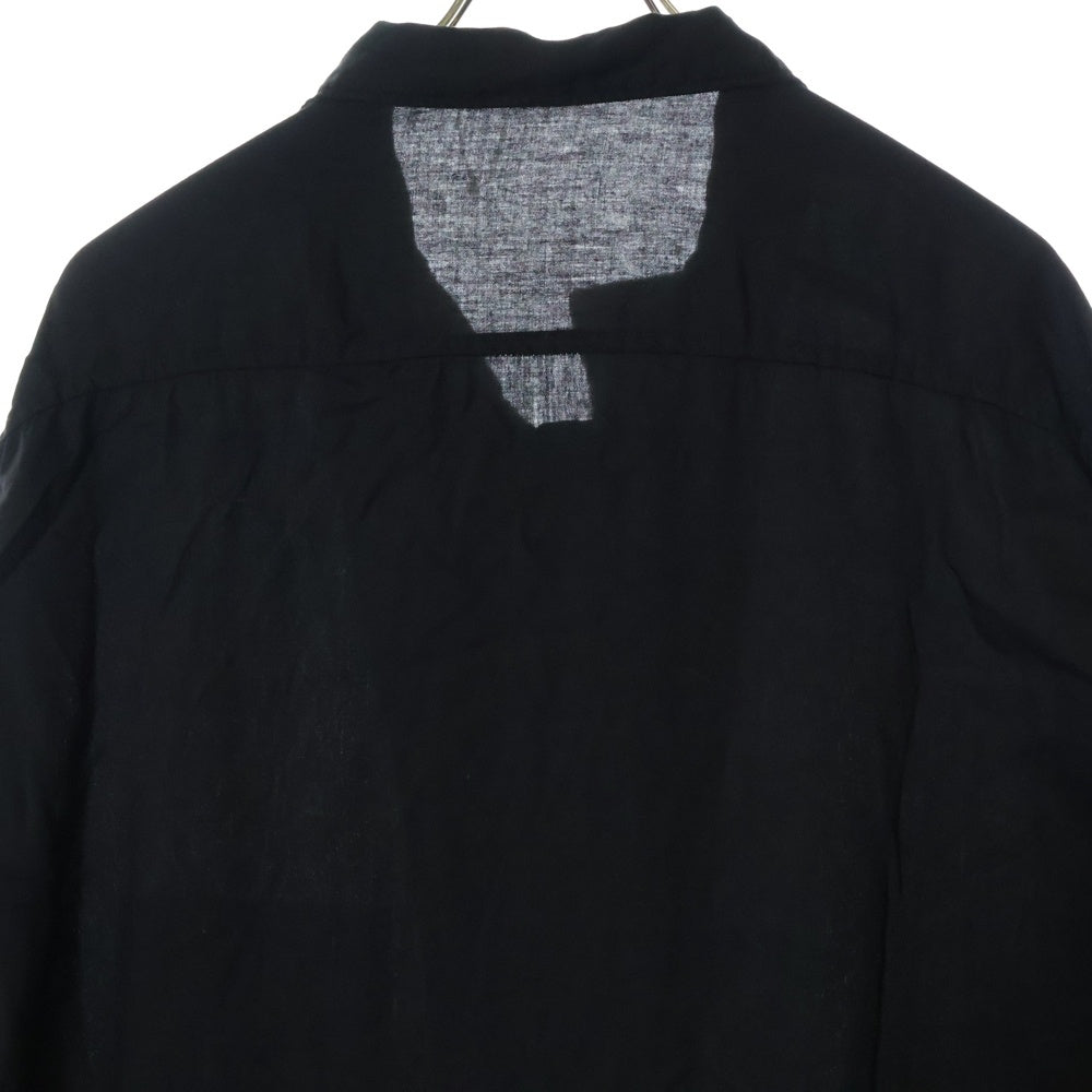 Y's for men(ワイズフォーメン) 25SS CELLULOSE VIYELLA SHIRT WITH OPEN COLLOR SHIRT セルロースビエラ オープンカラーロングシャツ ブラック MP-B14-205