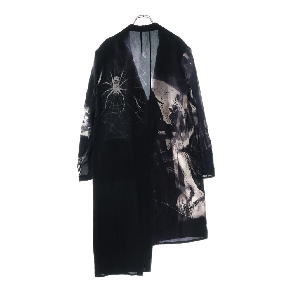Yohji Yamamoto POUR HOMME(ヨウジヤマモト プールオム) 25SS PORTRAIT PRINT ASYMMETRY JACKET アシンメトリーシルクジャケット ロングシャツコート HP-J23-818