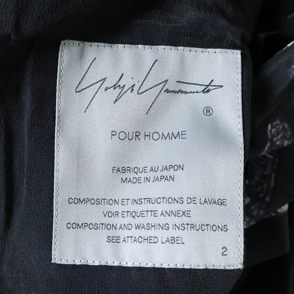 Yohji Yamamoto POUR HOMME(ヨウジヤマモト プールオム) 25SS PORTRAIT PRINT ASYMMETRY JACKET アシンメトリーシルクジャケット ロングシャツコート HP-J23-818