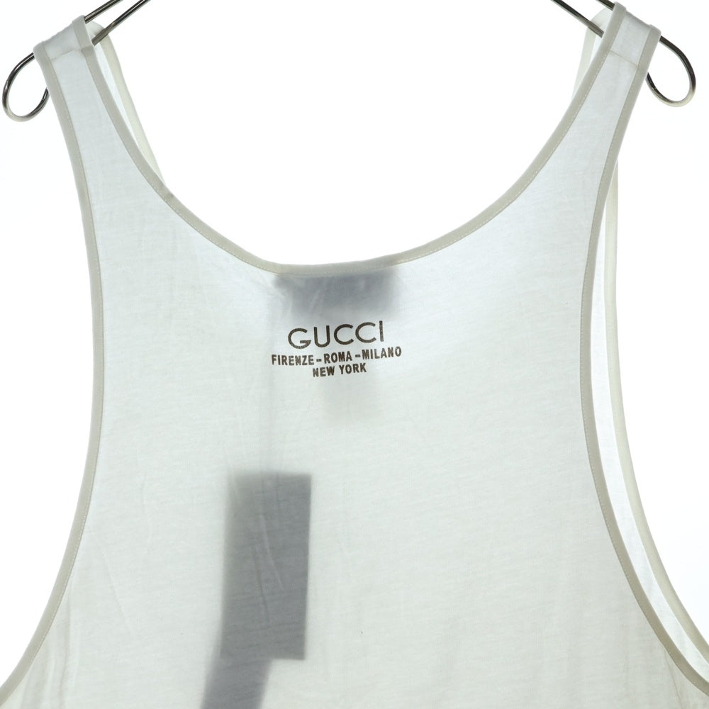 GUCCI(グッチ) バックロゴ タンクトップ ノースリーブ カットソー ホワイト 761826