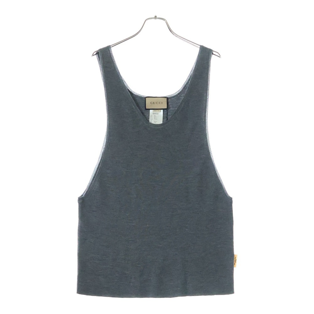 GUCCI(グッチ) Uネック ニットタンクトップ ノースリーブ カットソー グレー 758109