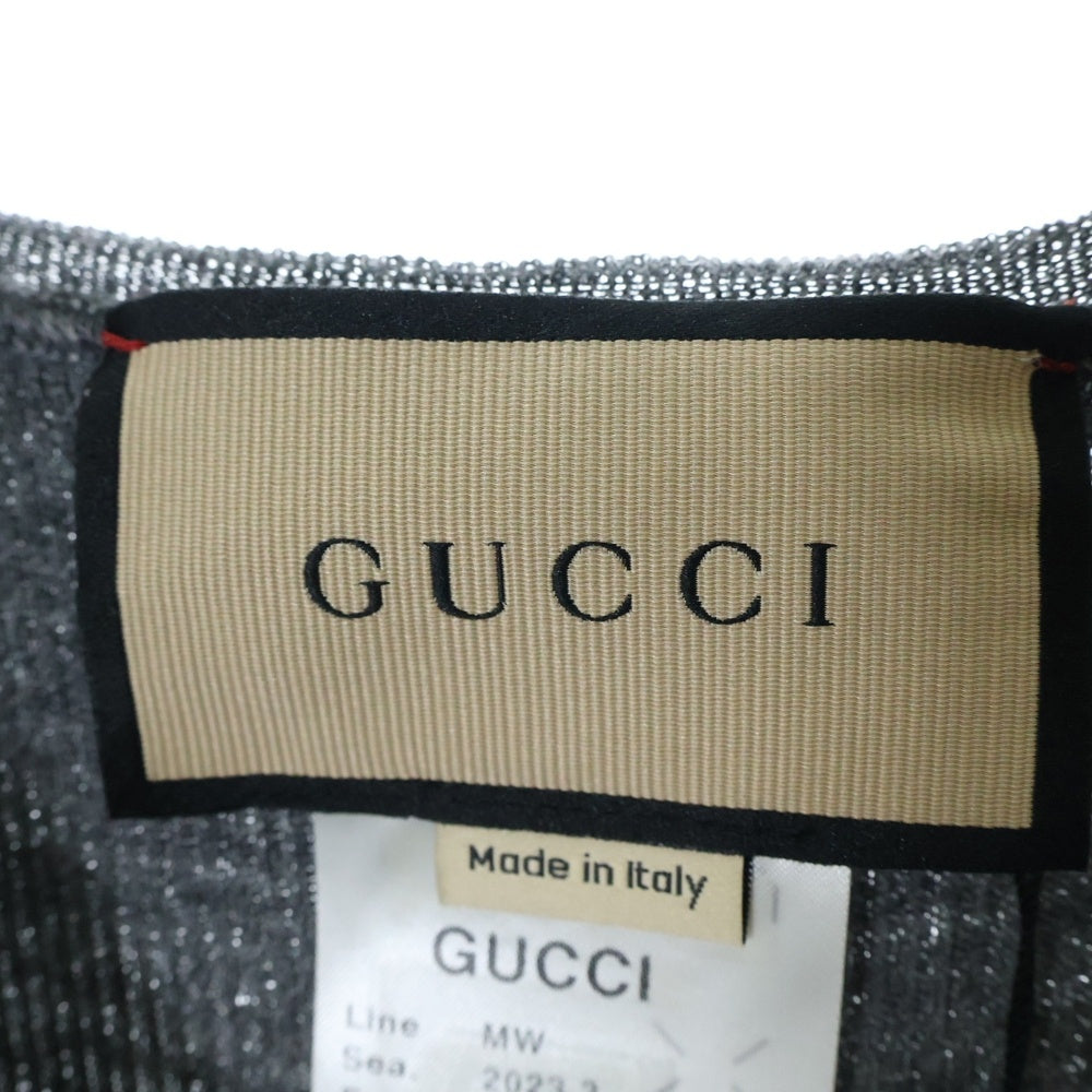 GUCCI(グッチ) Uネック ニットタンクトップ ノースリーブ カットソー グレー 758109