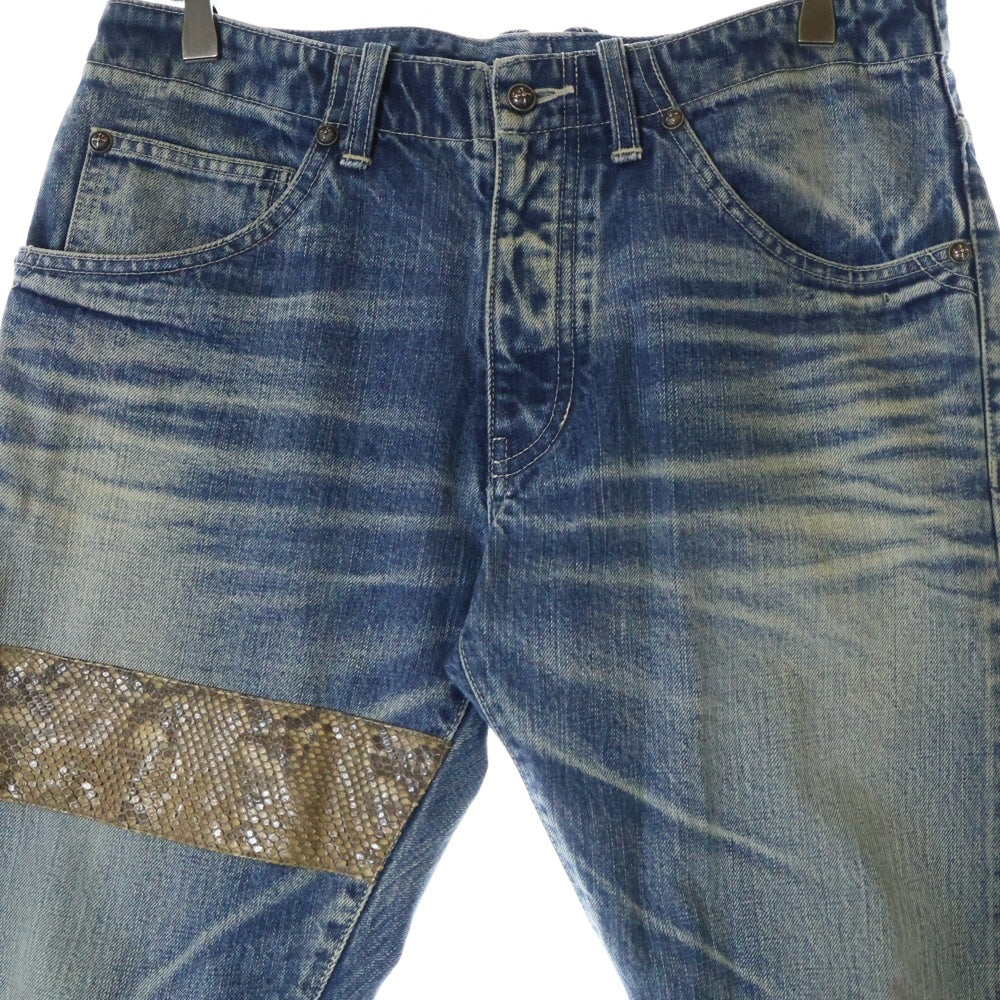 BACK LASH(バックラッシュ) Python antique denim pants パイソンアンティーク仕上げデニムパンツ インディゴ T-010