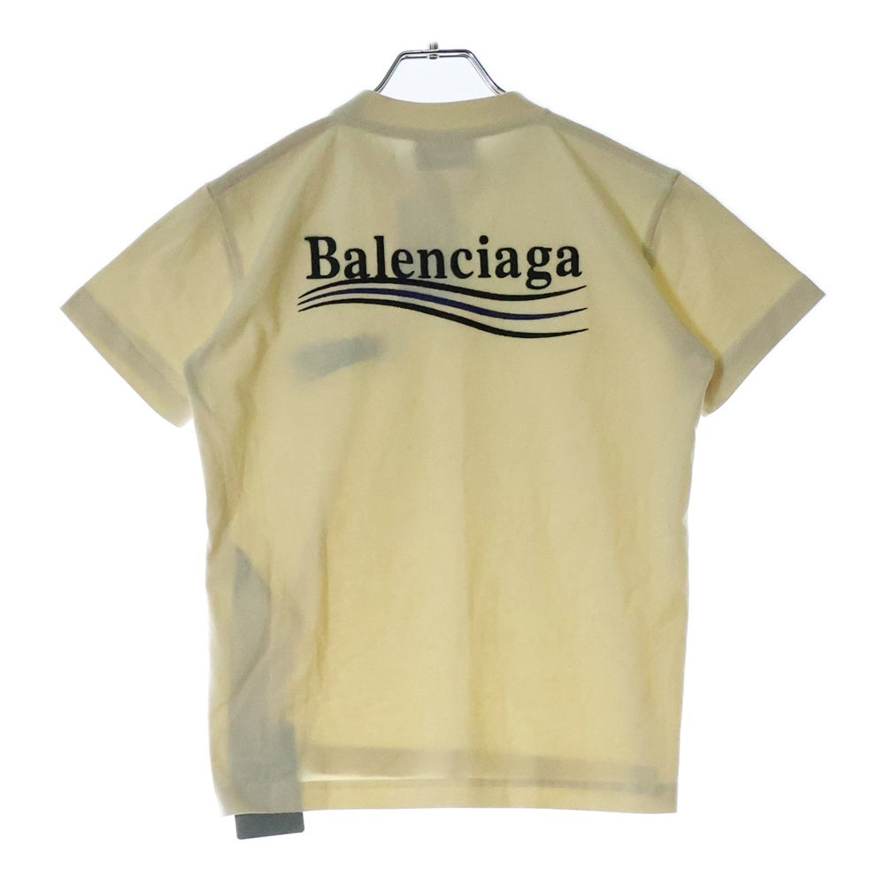 BALENCIAGA(バレンシアガ) 23SS フロント キャンペーンロゴ刺繍 半袖Tシャツ カットソー イエロー 612964 TKVJ1