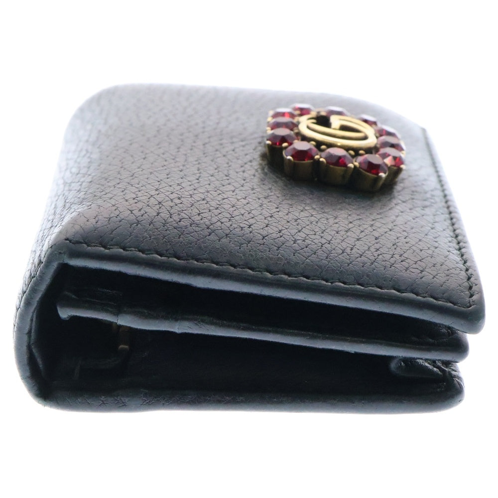 GUCCI(グッチ) GGマーモント レザーウォレット 二つ折り財布 ブラック 499788